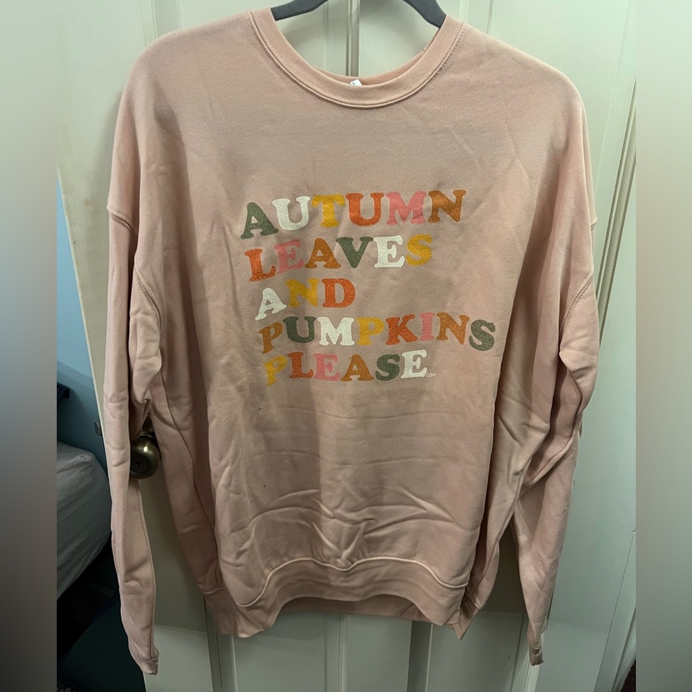 Autumn Leaves and Pumpkins Please Fall Crewneck Sweatshirt (by Callie Danielle)
